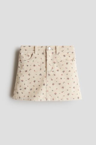 H & M - Corduroy rok - Lichtbeige/Bloemen