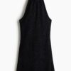H & M - Halterjurk met crinkle-effect - Zwart