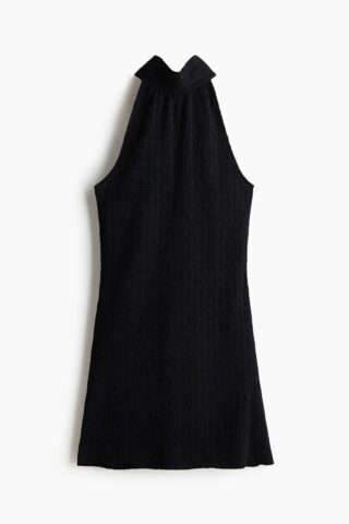 H & M - Halterjurk met crinkle-effect - Zwart