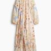H & M - Maxi-jurk met volants - Lichtabrikoos/Bloemen