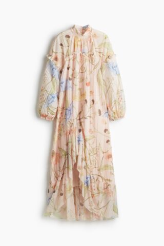 H & M - Maxi-jurk met volants - Lichtabrikoos/Bloemen