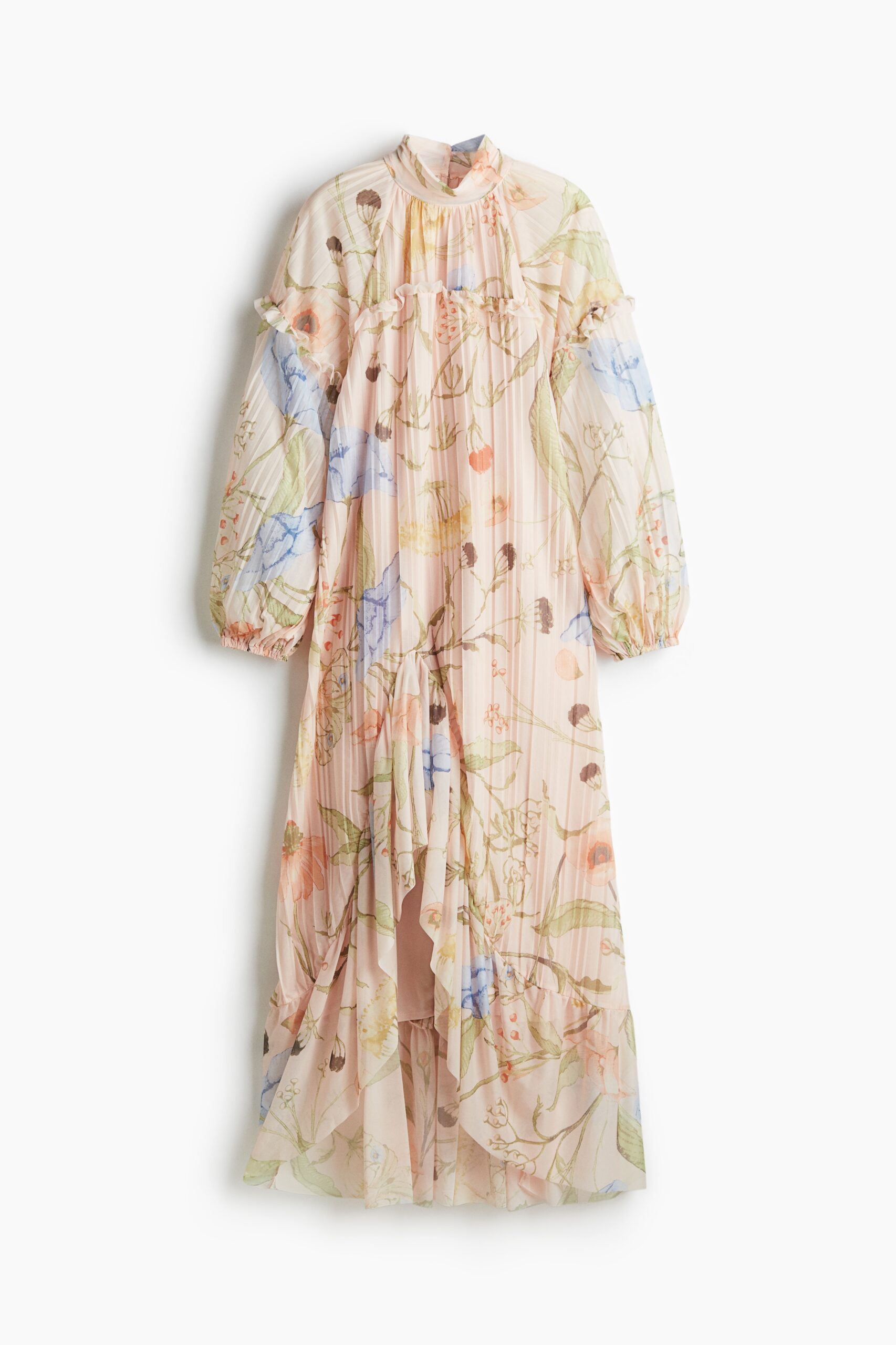 H & M - Maxi-jurk met volants - Lichtabrikoos/Bloemen H & M - Maxi-jurk met volants - Lichtabrikoos/Bloemen