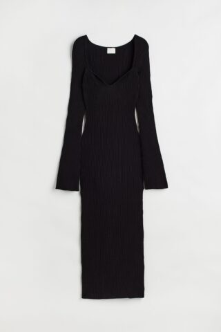 H & M - Ribgebreide jurk - Zwart