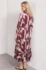 Midi-jurk met gespleten hals in etnische look