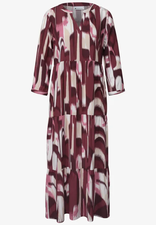 Midi-jurk met gespleten hals in etnische look - Afbeelding 2
