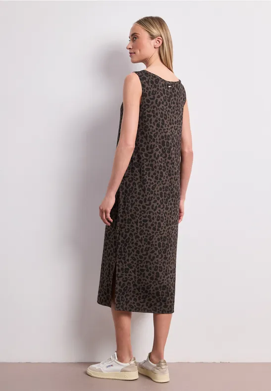 Jersey midi-jurk met leoprint