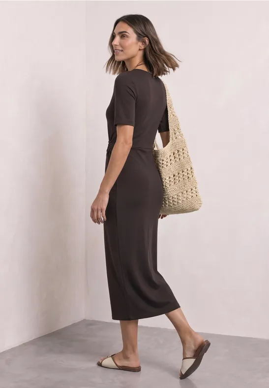 Midijurk van jersey met wikkel-look
