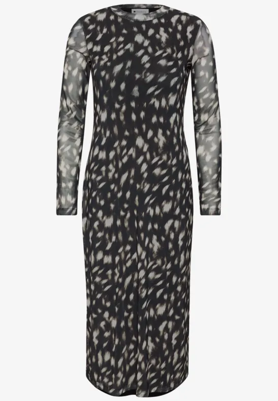 Midi-jurk met boothals en print