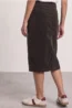 Midi-rok van ribstof in een effen kleur