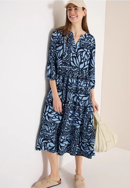 Midi-jurk met patchworkprint