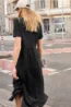 Midi-jurk met ronde hals en structuurmix