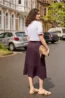 Midi-rok met volant en elastische tailleband