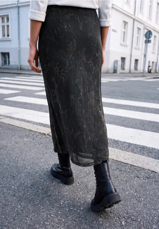 Midirok van mesh met slangenprint