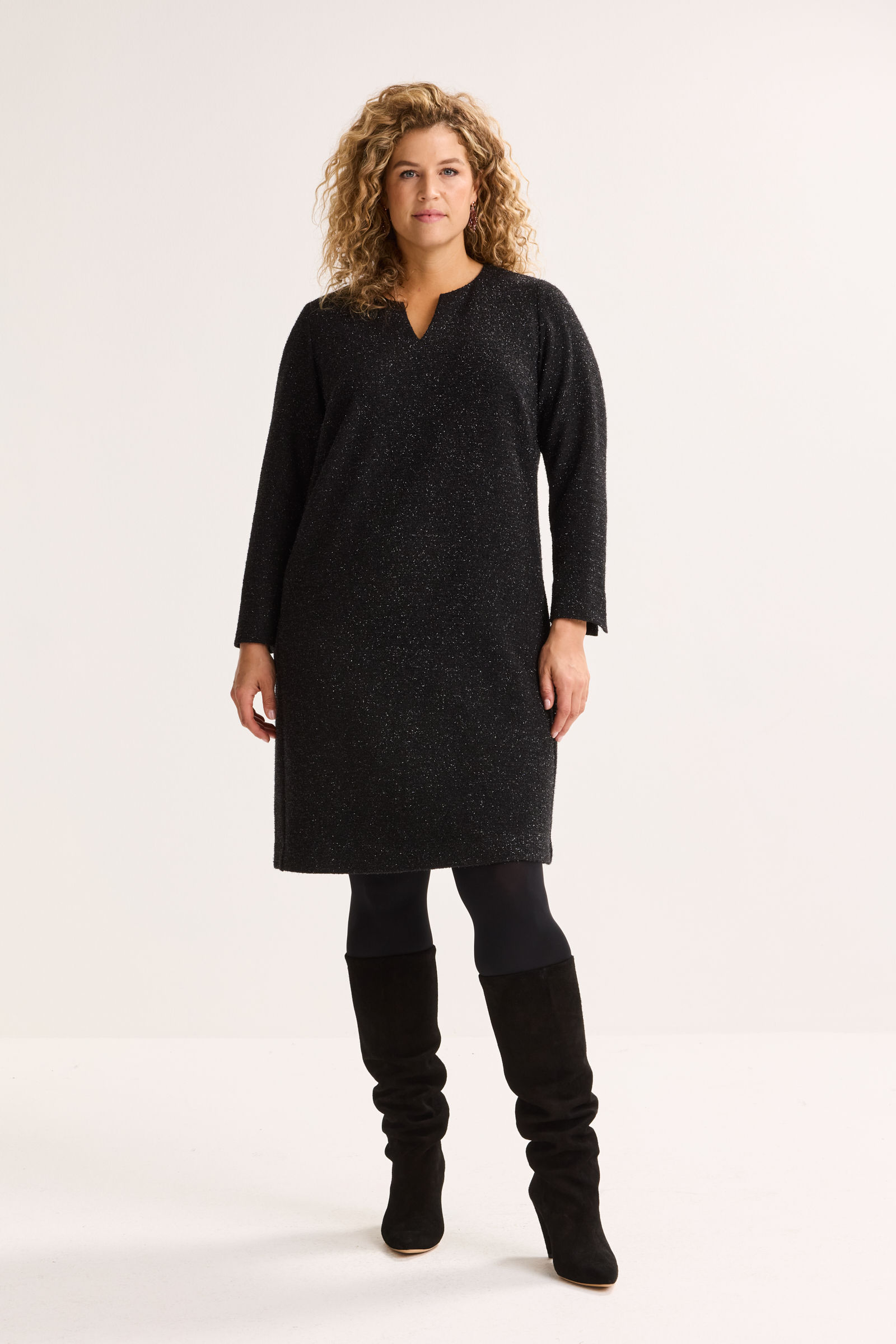V-halsjurk In Lurexjacquard Jersey