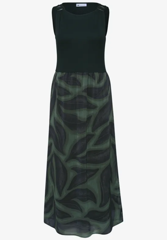 Midi-jurk met structuurmix en print - Afbeelding 2