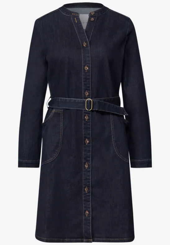 Denim jurk met V-hals - Afbeelding 2
